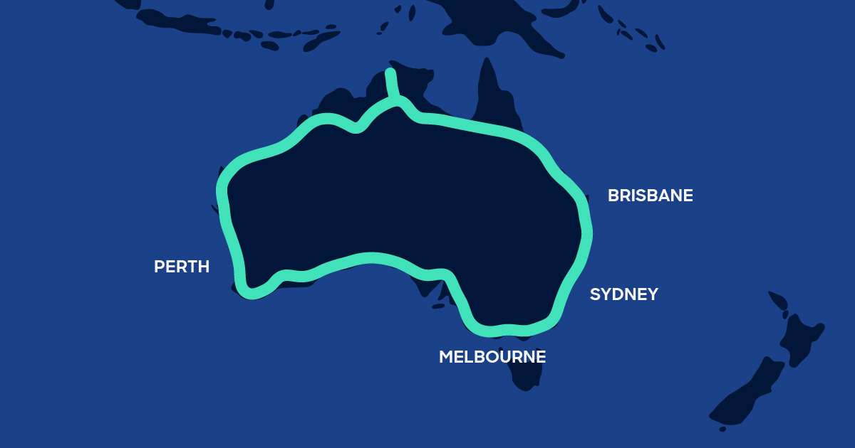 Map of Highway 1 in Australia